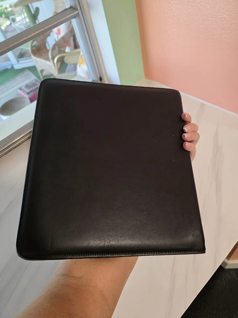 Bosca Black Leather Binder Folio